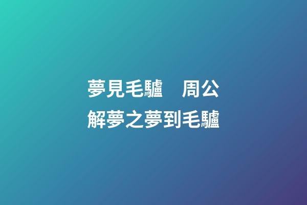 夢見毛驢　周公解夢之夢到毛驢